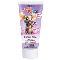 DENTAVIT KIDS Детская ЗУБНАЯ ПАСТА фтор + кальций ДВОЙНАЯ ЗАЩИТА ОТ КАРИЕСА, BUBBLE GUM