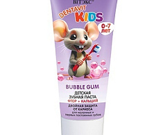 DENTAVIT KIDS Детская ЗУБНАЯ ПАСТА фтор + кальций ДВОЙНАЯ ЗАЩИТА ОТ КАРИЕСА, BUBBLE GUM