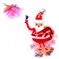 Резинки для волос силиконовые "Новый Год-Дед Мороз с подарками",цв.микс, Арт.753-317  