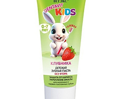 DENTAVIT KIDS Детская ЗУБНАЯ ПАСТА Гелевая БЕЗ ФТОРА ЗАЩИТА ОТ КАРИЕСА И УКРЕПЛЕНИЕ ЭМАЛИ, КЛУБНИКА